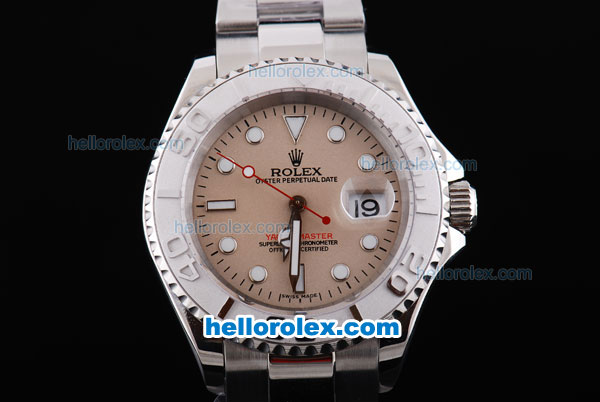 Rolex Yacht-Master Oyster Perpetual Chronometer Automatic with Light Brown Dial,White Bezel and White Round Bearl Marking-Small Calendar - Click Image to Close